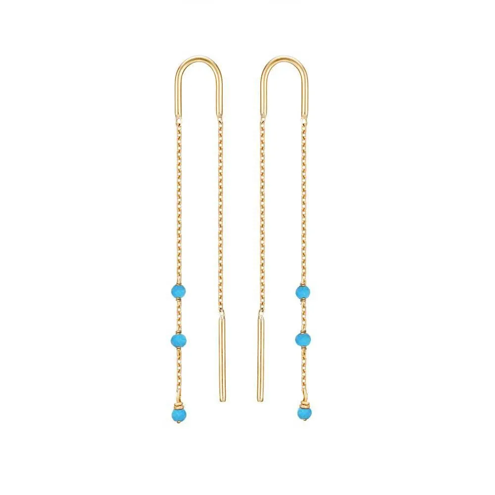 Petits Gems Long Threader Earrings 18ct Gold - choice of gemstones