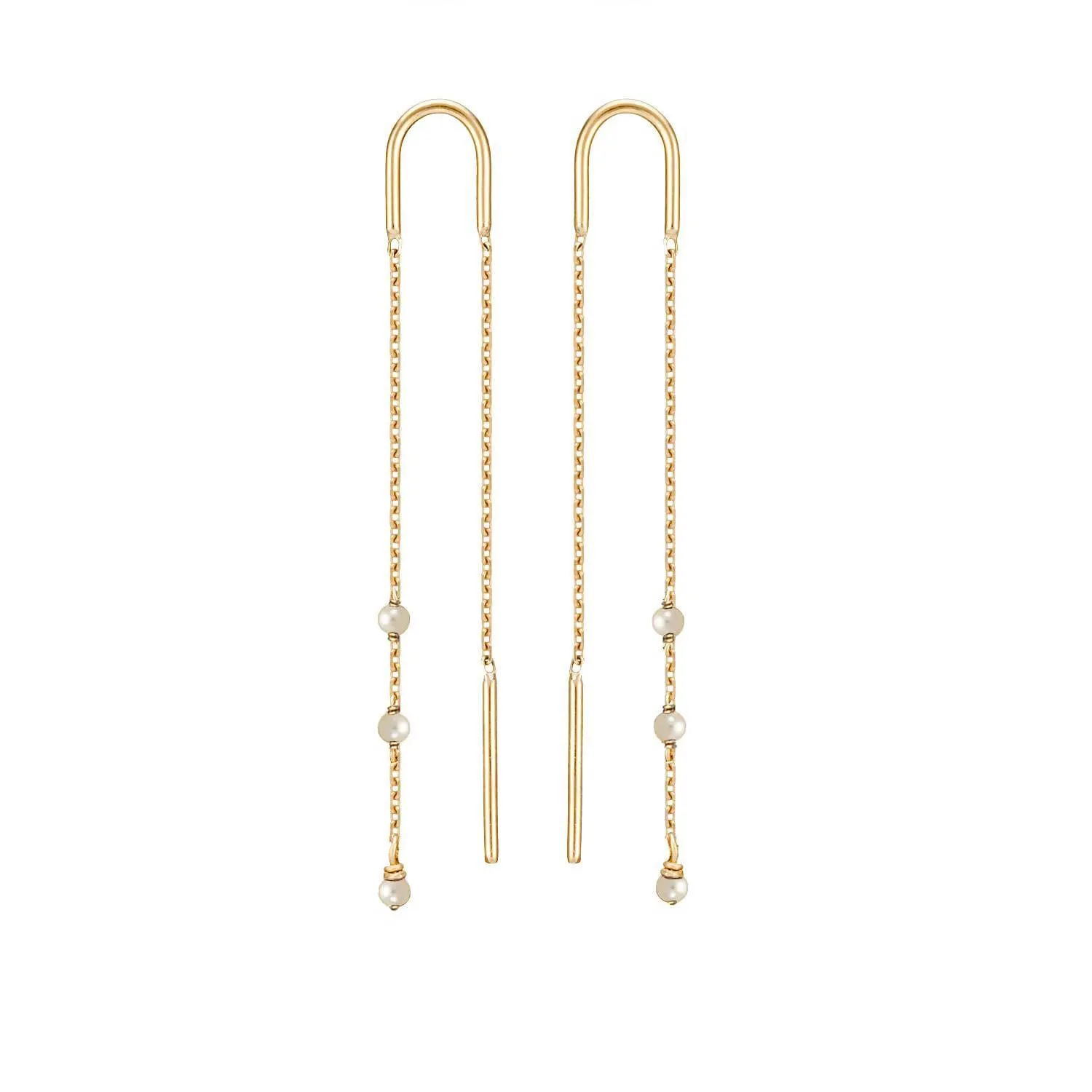 Petits Gems Long Threader Earrings 18ct Gold - choice of gemstones