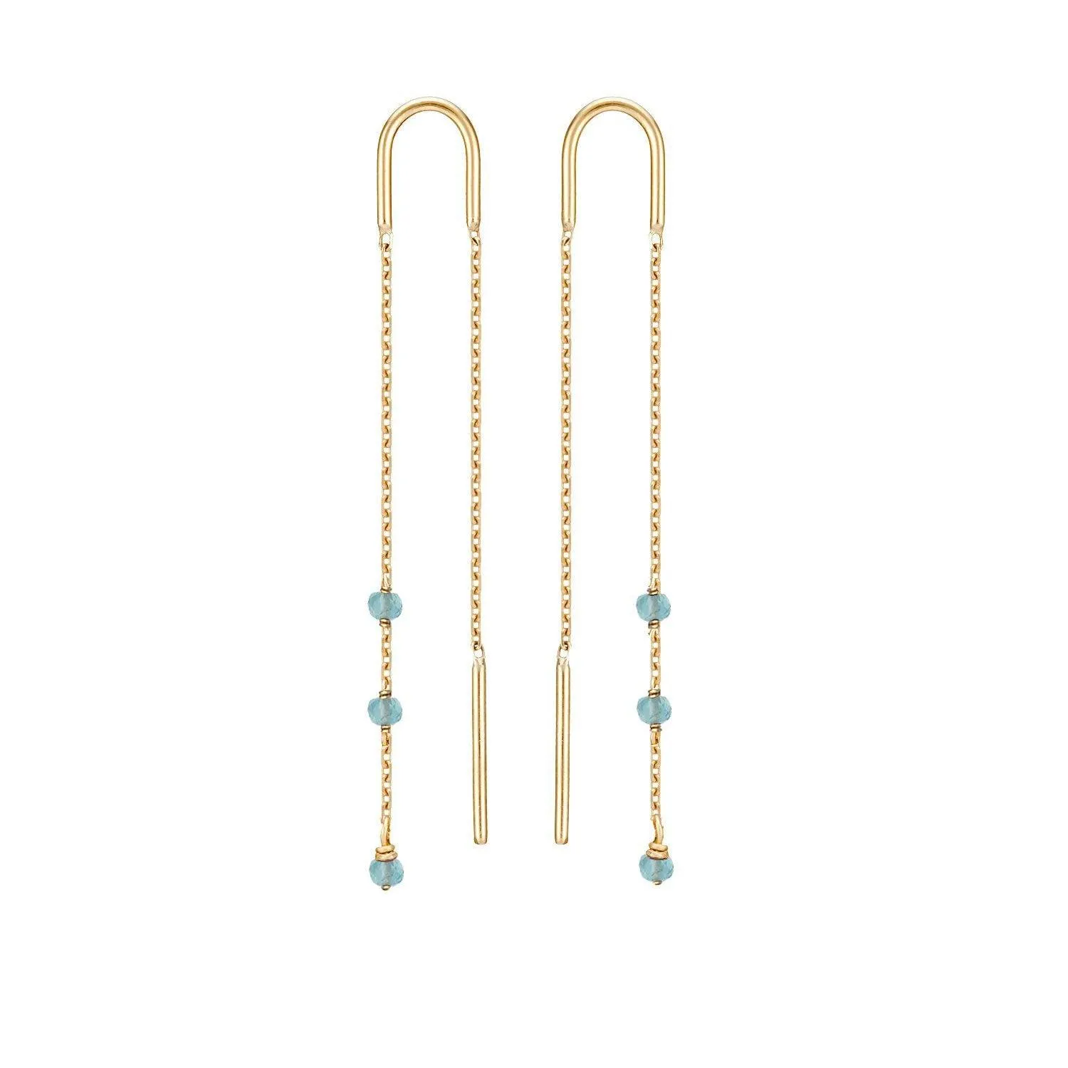 Petits Gems Long Threader Earrings 18ct Gold - choice of gemstones