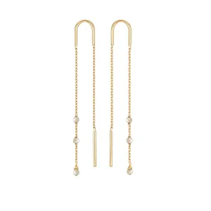 Petits Gems Long Threader Earrings 18ct Gold - choice of gemstones