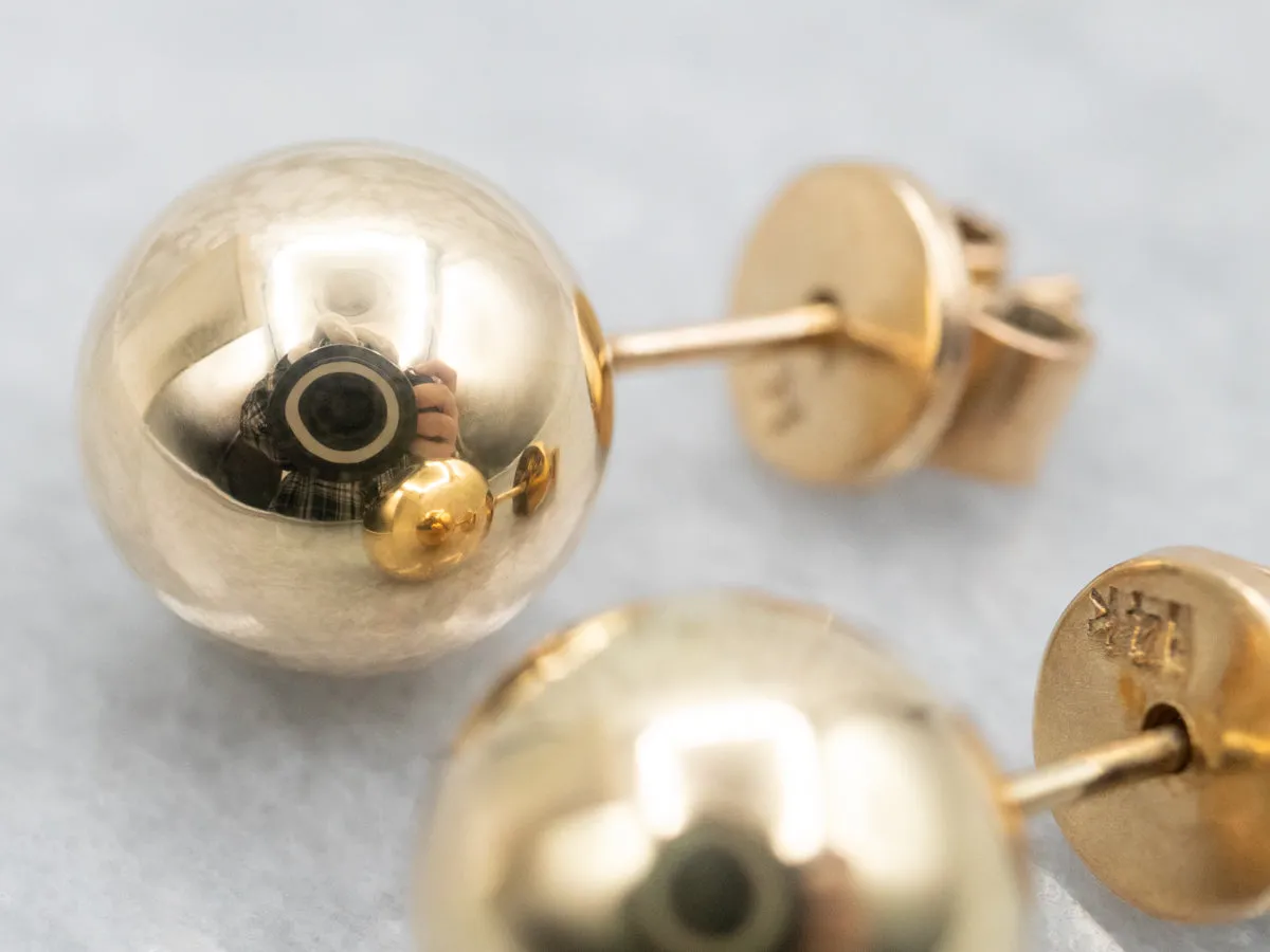 Polished Gold Ball Stud Earrings