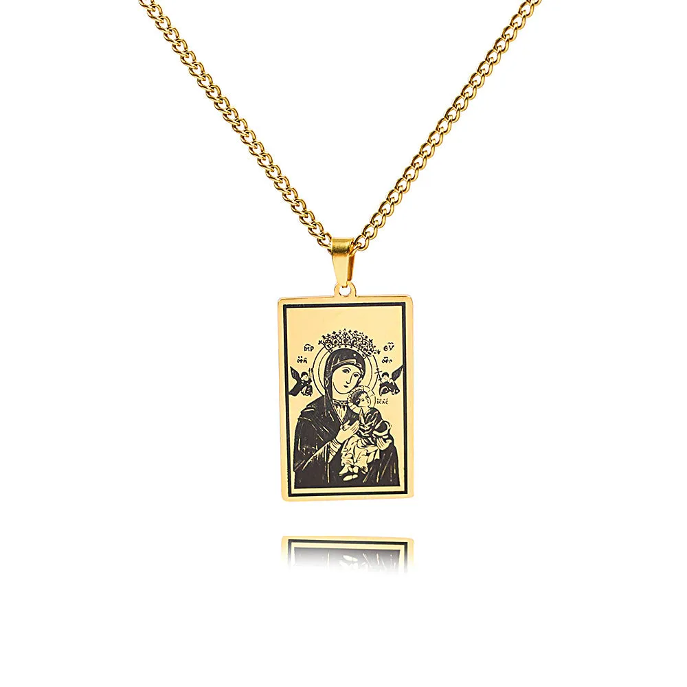 Prayer Religious Jewelry Virgin Mary Medal Virgencita Necklace