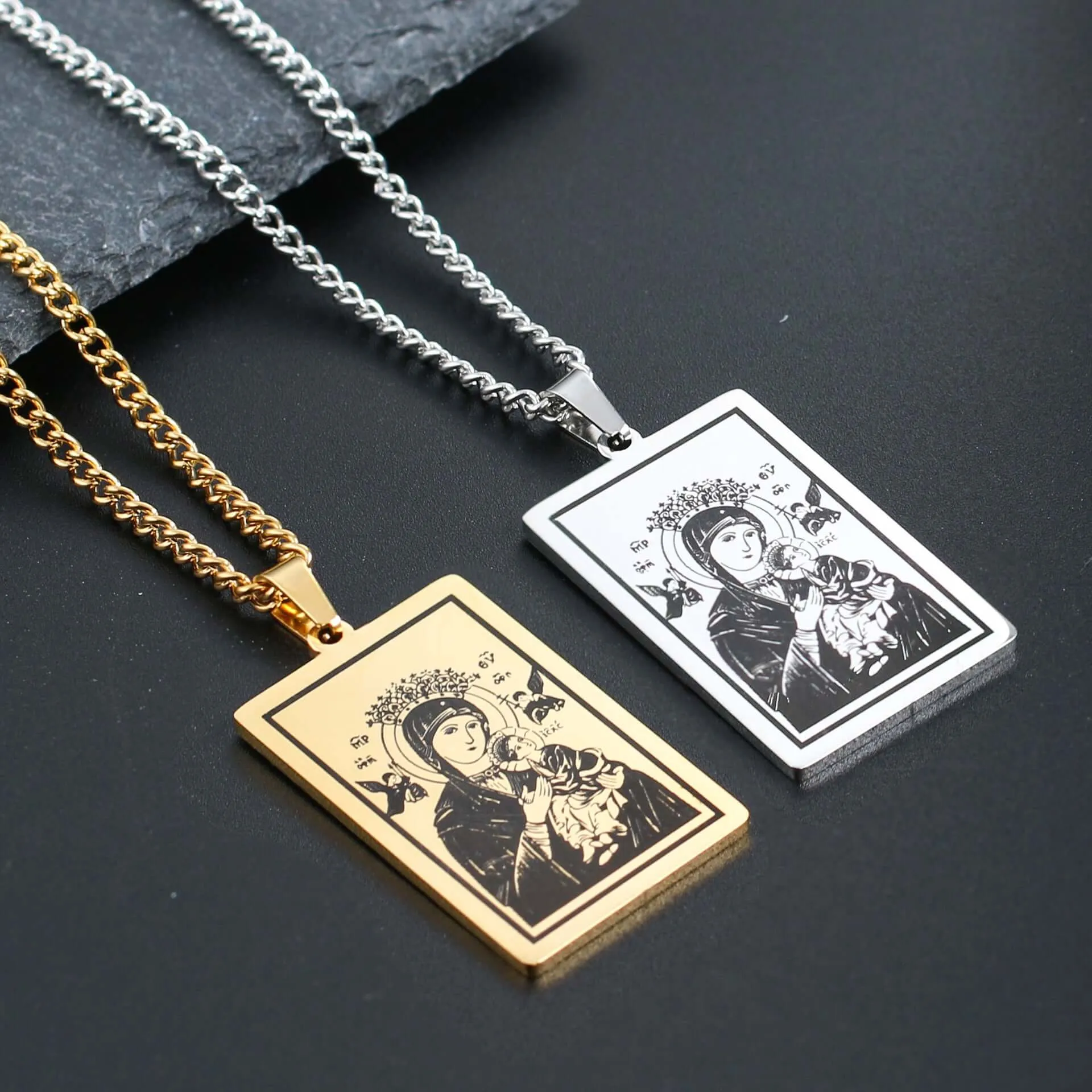 Prayer Religious Jewelry Virgin Mary Medal Virgencita Necklace