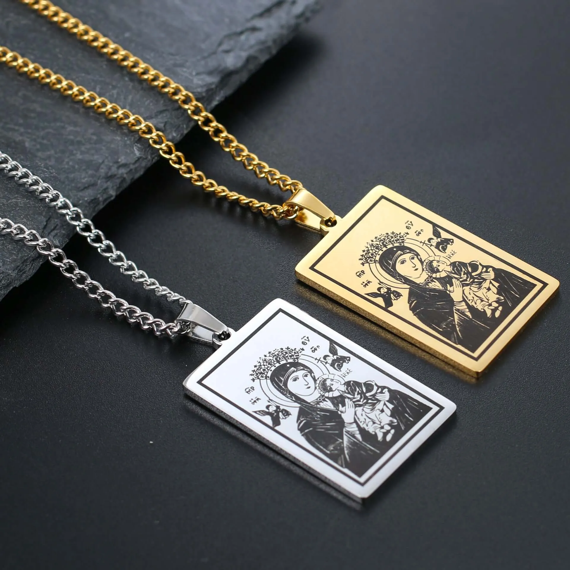 Prayer Religious Jewelry Virgin Mary Medal Virgencita Necklace