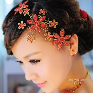 Red Bridal Hair Accessory
