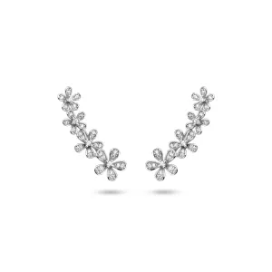 Rhodium plated 925 silver earrings assembled with zirconium oxide