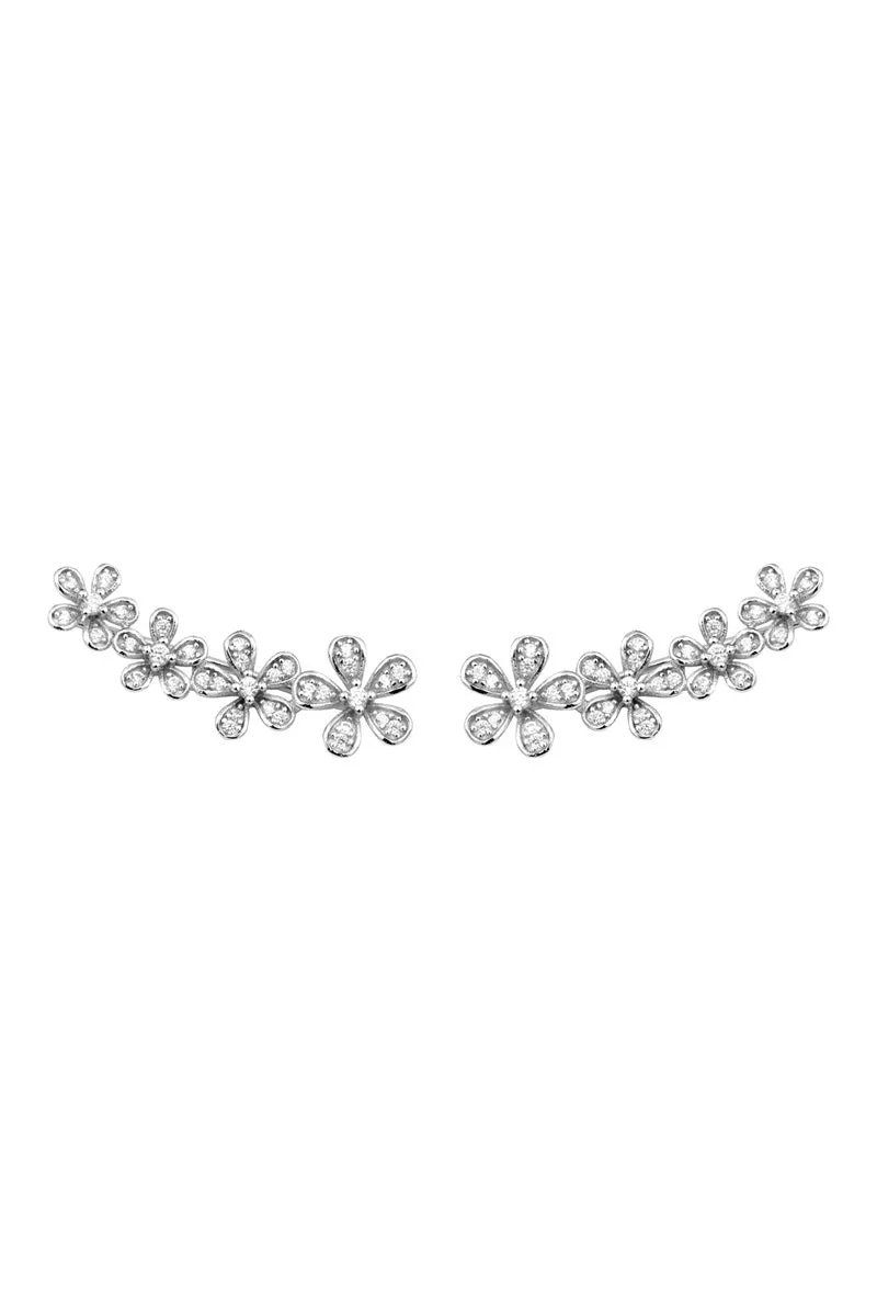 Rhodium plated 925 silver earrings assembled with zirconium oxide