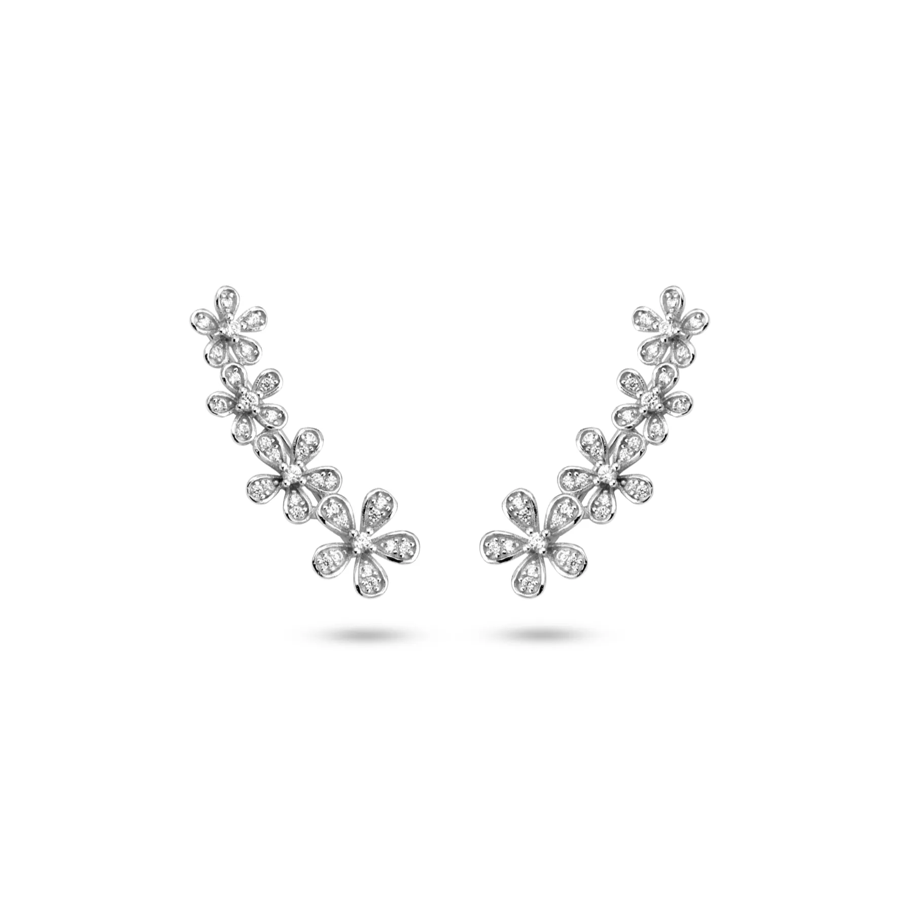 Rhodium plated 925 silver earrings assembled with zirconium oxide