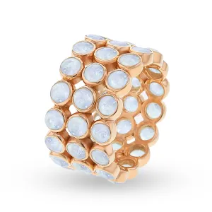 Ring in 925 silver gilded with 18k rose gold assembled with moonstone