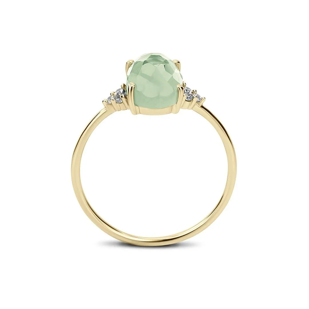 Ring in 925 silver gilded with 18k yellow gold assembled with green amethyst