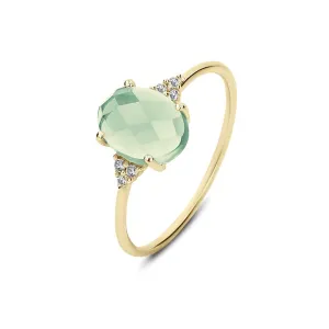 Ring in 925 silver gilded with 18k yellow gold assembled with green amethyst