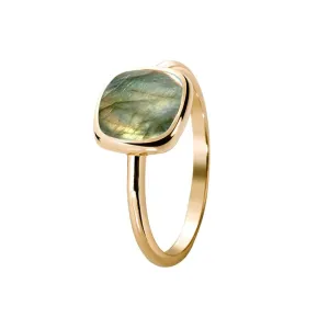 Ring in 925 silver gilded with 18k yellow gold assembled with Labradorite