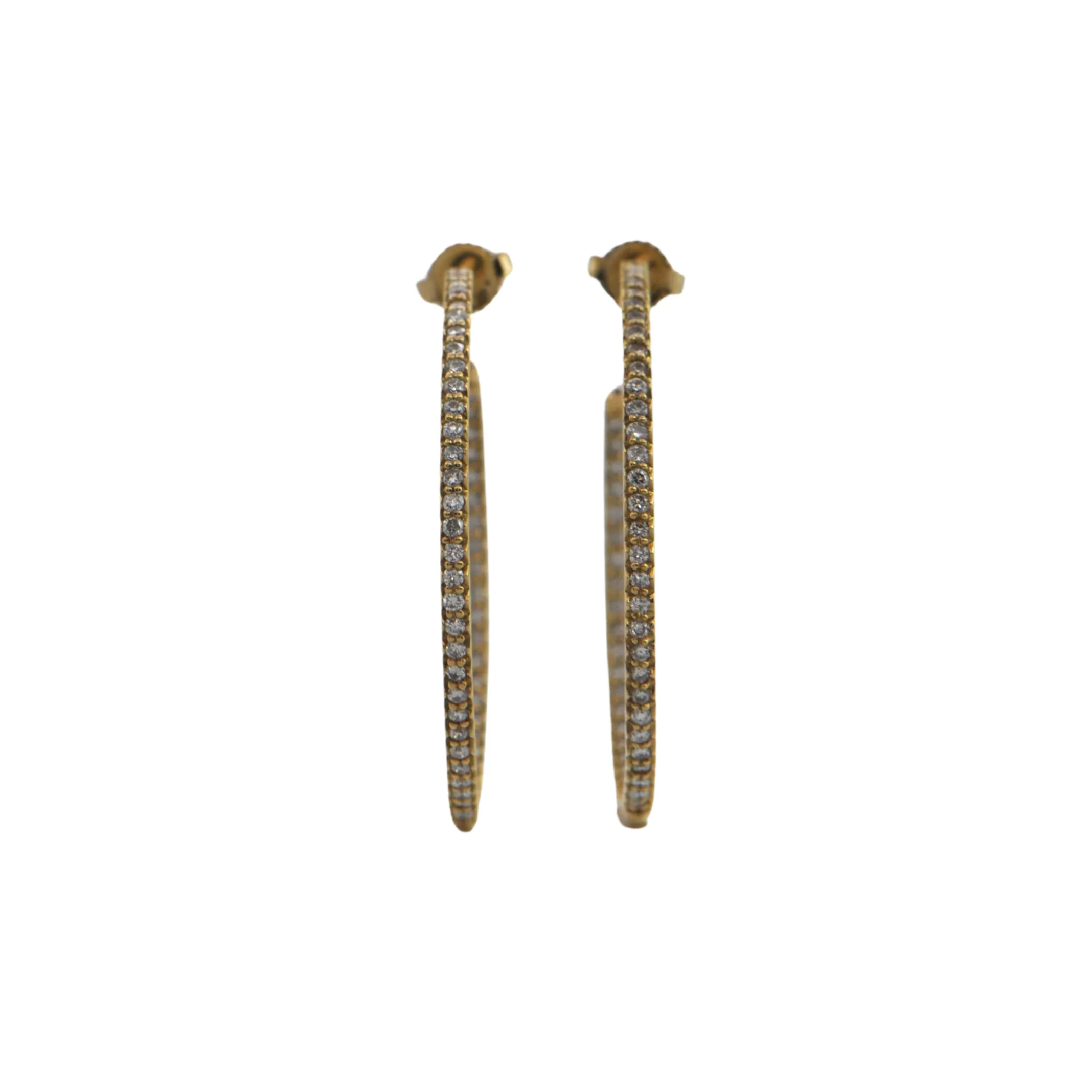 Roberto Coin 18k Gold Large Inside Outside Open Diamond Hoop Earrings