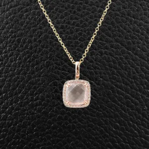 Rose Quartz & Diamond Pendant