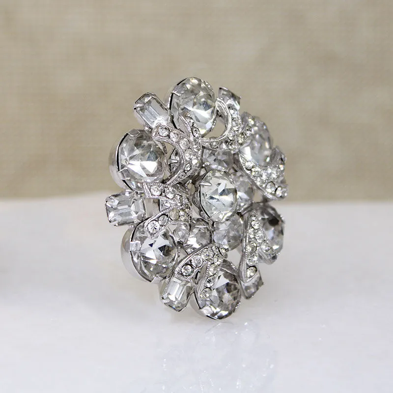 Round Eisenberg Swarovski Crystal Brooch