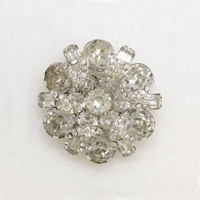 Round Eisenberg Swarovski Crystal Brooch