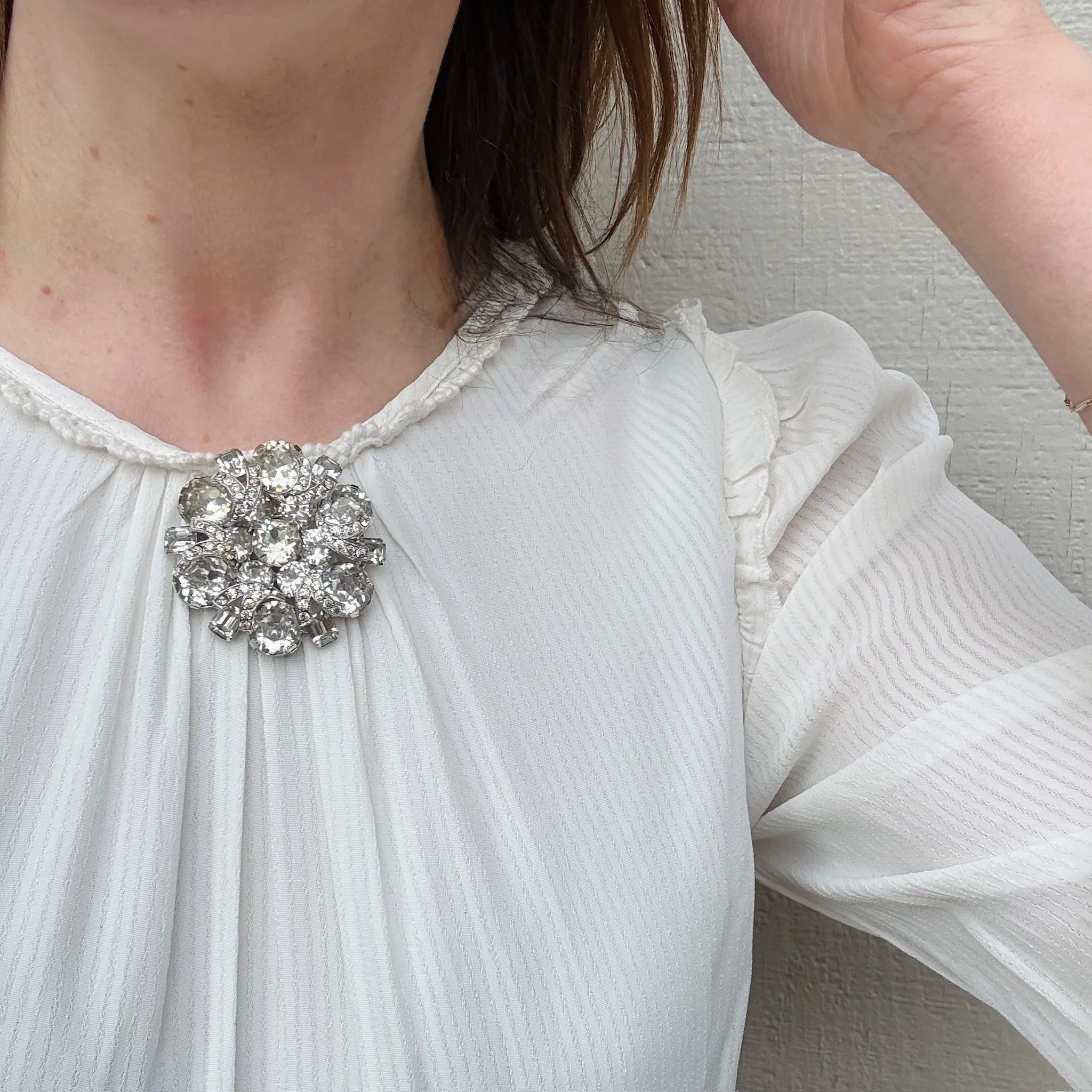 Round Eisenberg Swarovski Crystal Brooch