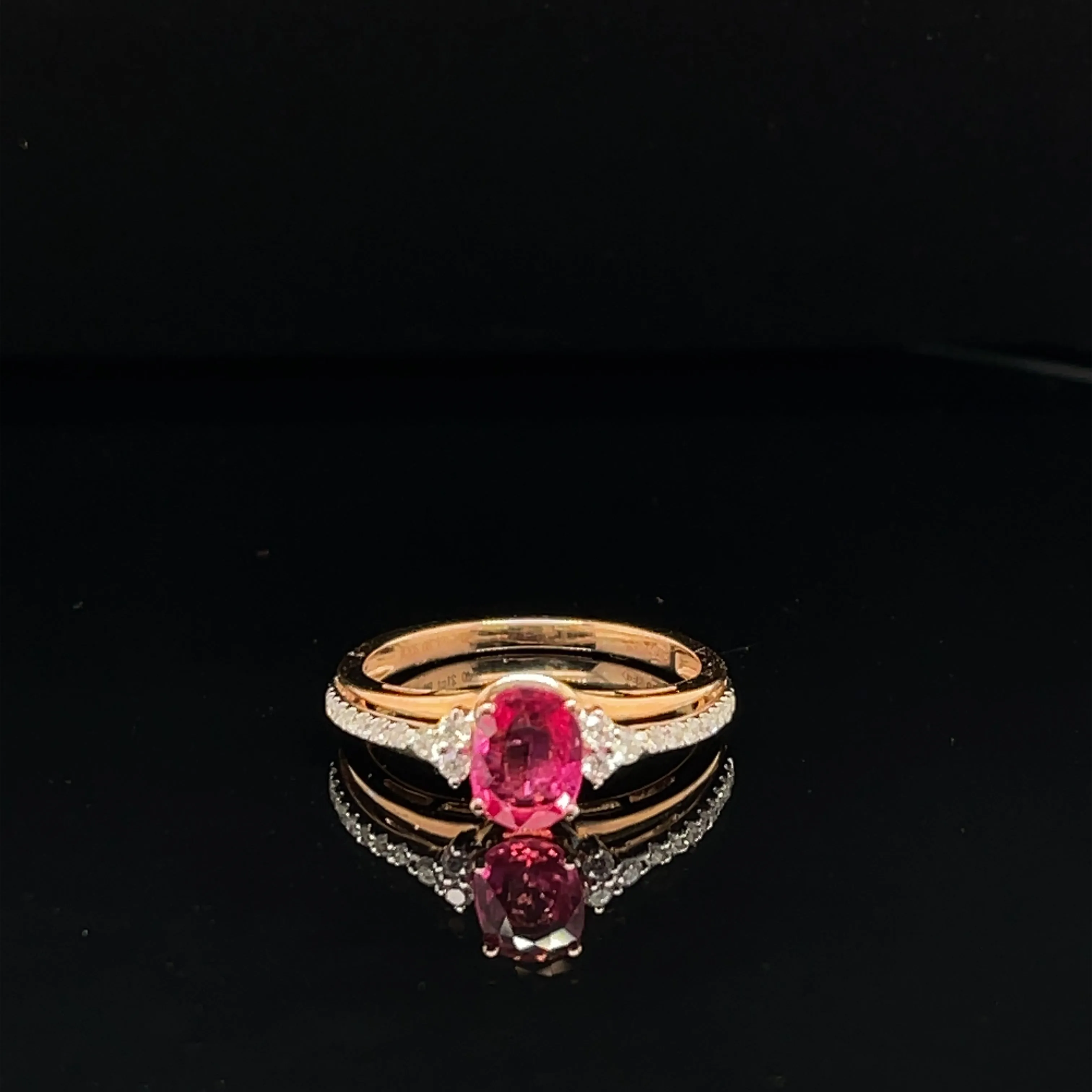 Ruby & Diamond Solitaire Double Engagement Ring in 18k Rose Gold - (#39-HRRUB001020)