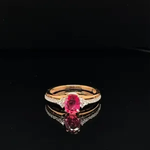Ruby & Diamond Solitaire Double Engagement Ring in 18k Rose Gold - (#39-HRRUB001020)