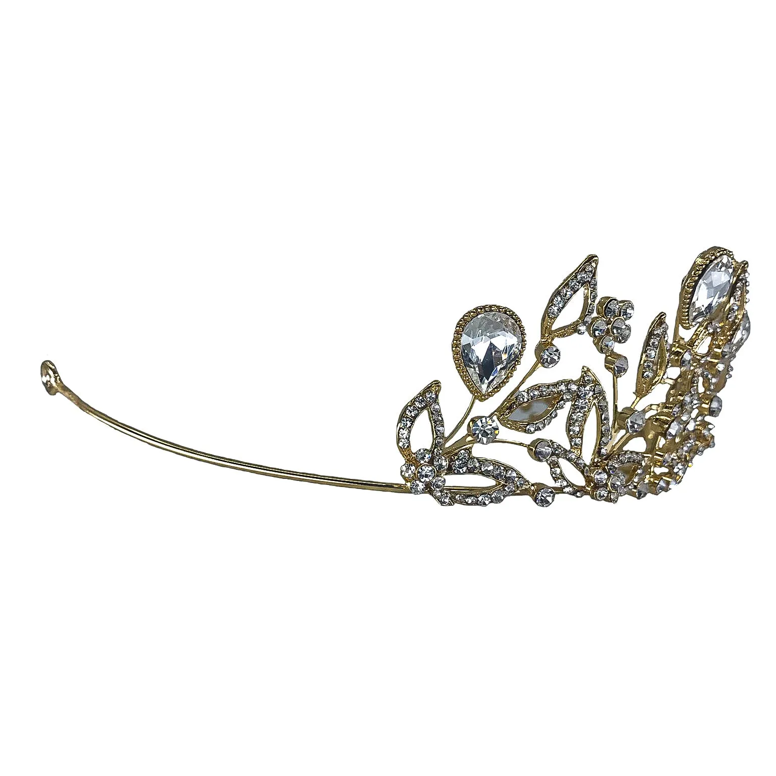 Sabrina Victorian Crystal Floral Silver Tiara