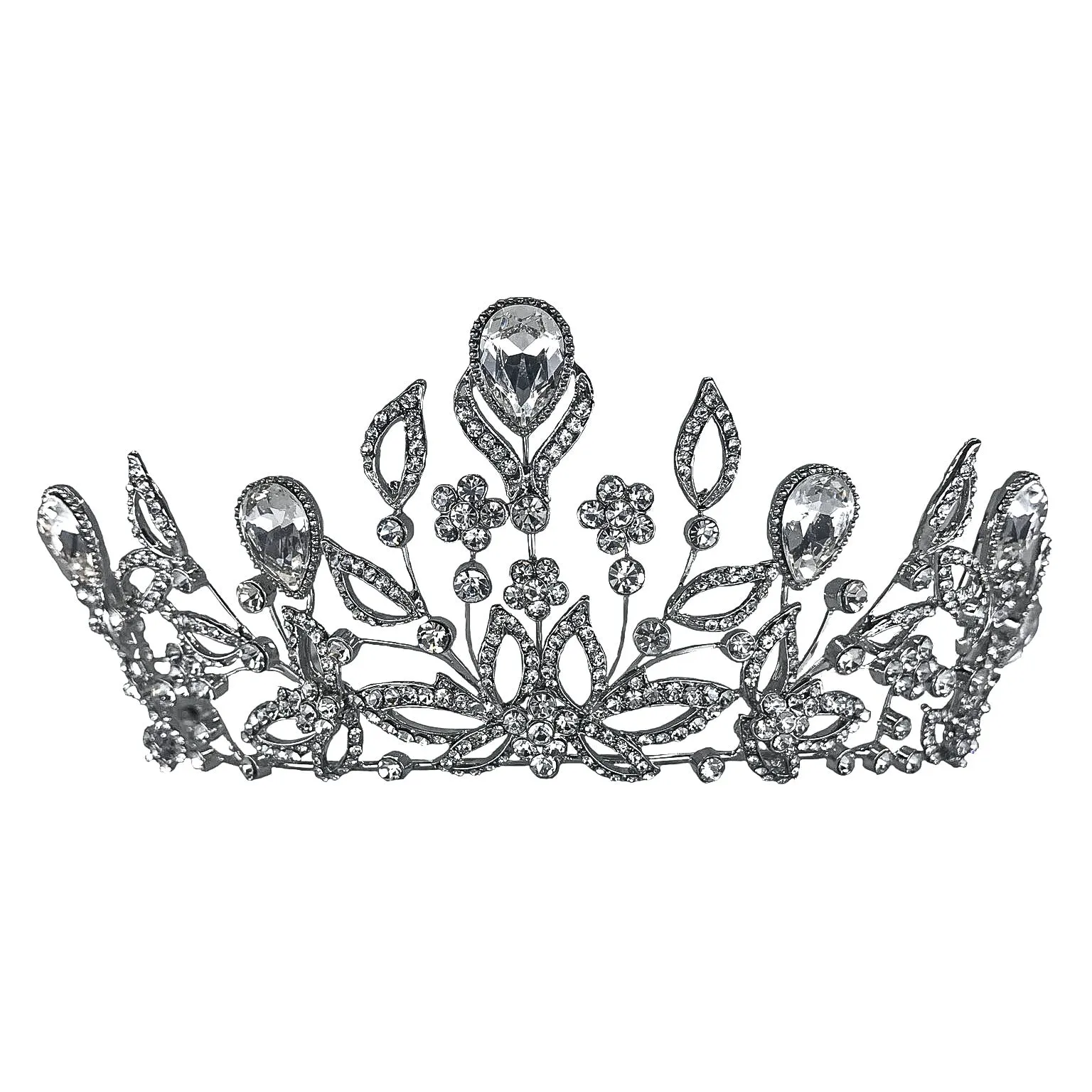 Sabrina Victorian Crytal Foral Gold Tiara