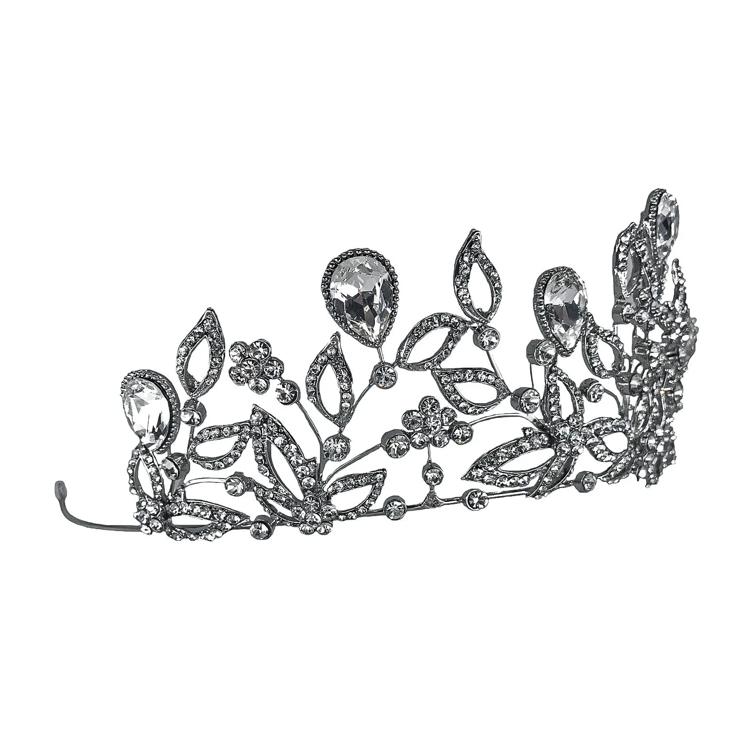 Sabrina Victorian Crytal Foral Gold Tiara