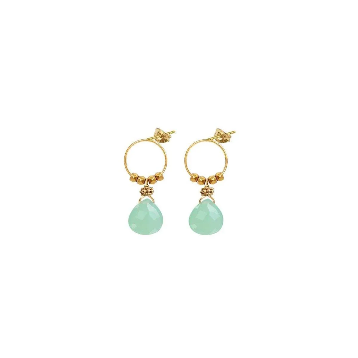 Satellite Drop Earrings Chrysoprase - 18k Gold