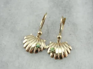 Sea Scallops and Demantoid Green Garnet Earrings