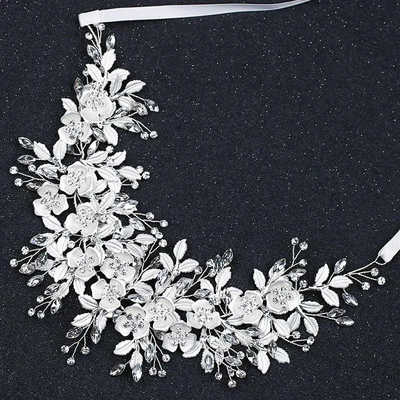 Silver Bride Headbands Flower Wedding Hairbands Bride
