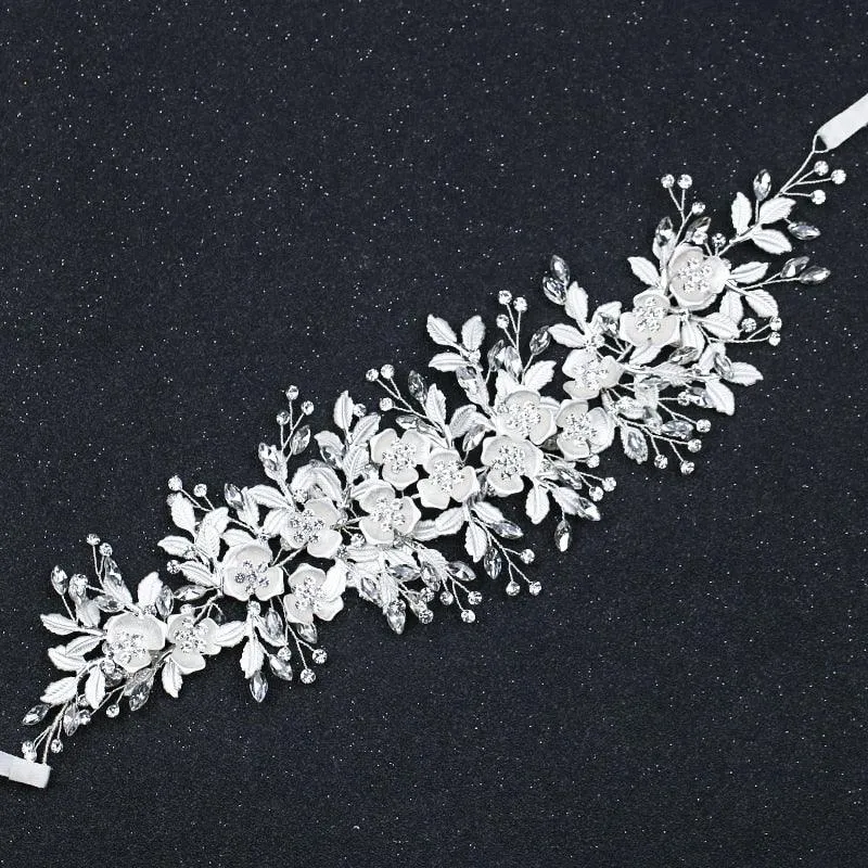 Silver Bride Headbands Flower Wedding Hairbands Bride