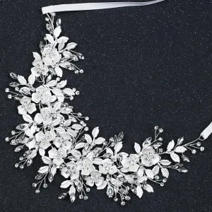 Silver Bride Headbands Flower Wedding Hairbands Bride