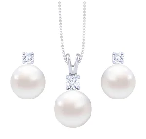 Silver Classic Pearl Jewellery Set