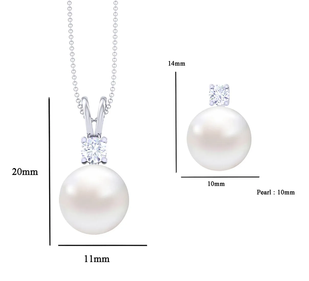 Silver Classic Pearl Jewellery Set