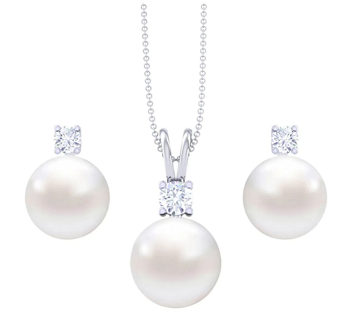 Silver Classic Pearl Jewellery Set