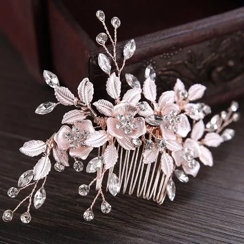 Silver Flower Rhinestone Elegant Jewelry For Bride Wedding Hair Accessories