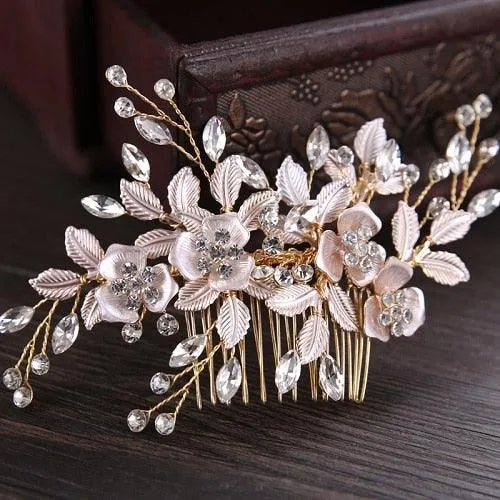 Silver Flower Rhinestone Elegant Jewelry For Bride Wedding Hair Accessories