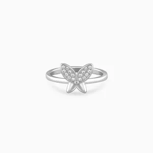 Silver Love Butterfly Ring