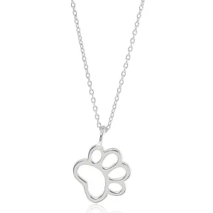 Silver Paw Print Pendant Necklace