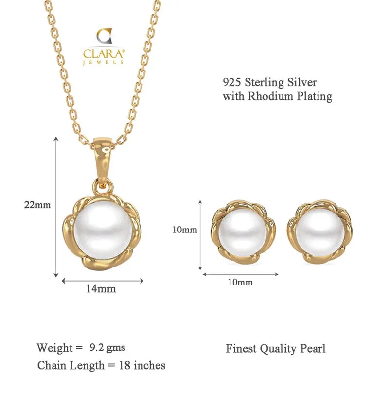 Silver Pearl Aki Jewellery Set