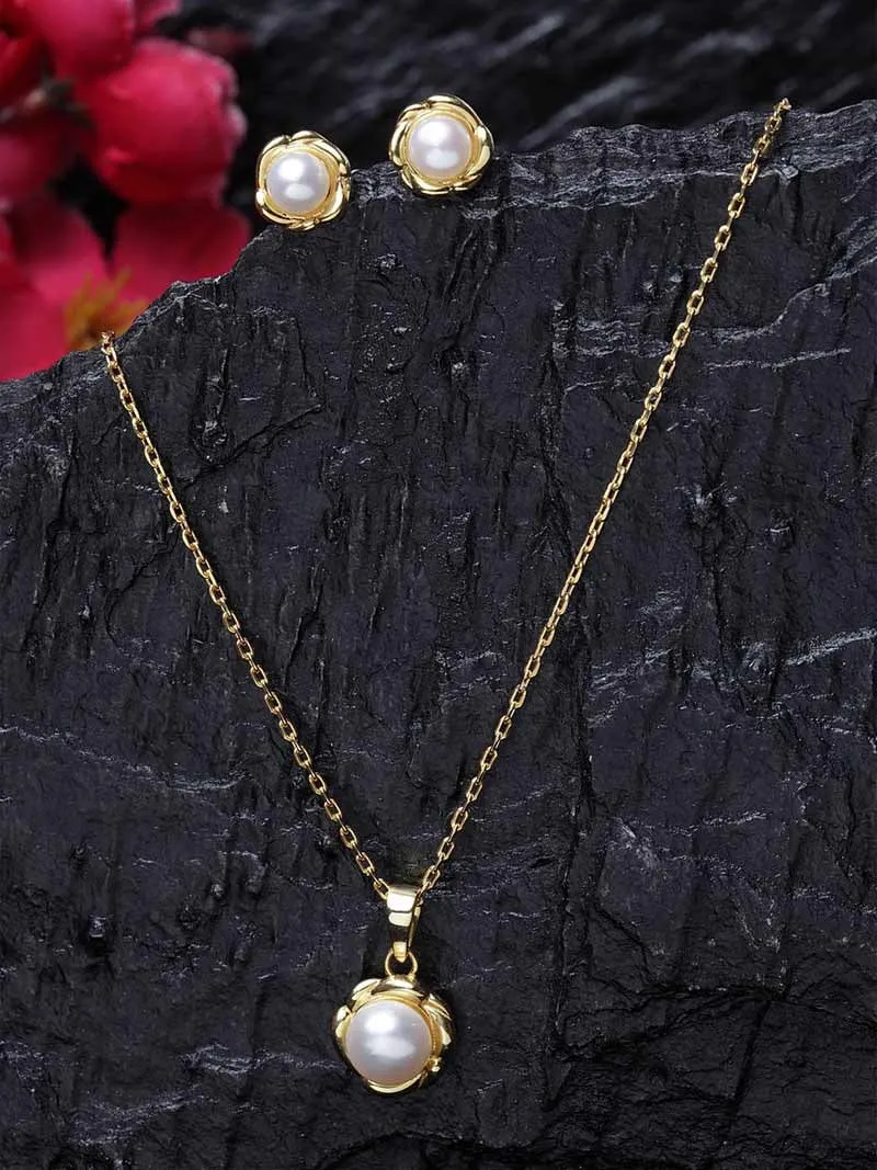 Silver Pearl Aki Jewellery Set