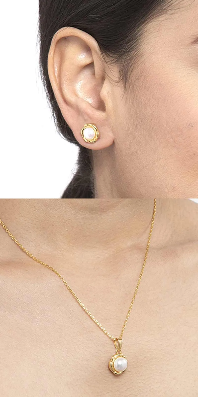 Silver Pearl Aki Jewellery Set