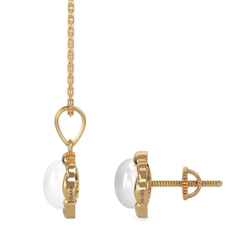 Silver Pearl Aki Jewellery Set