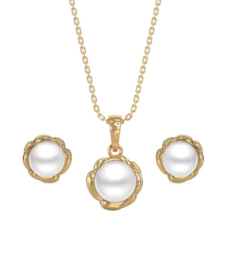 Silver Pearl Aki Jewellery Set
