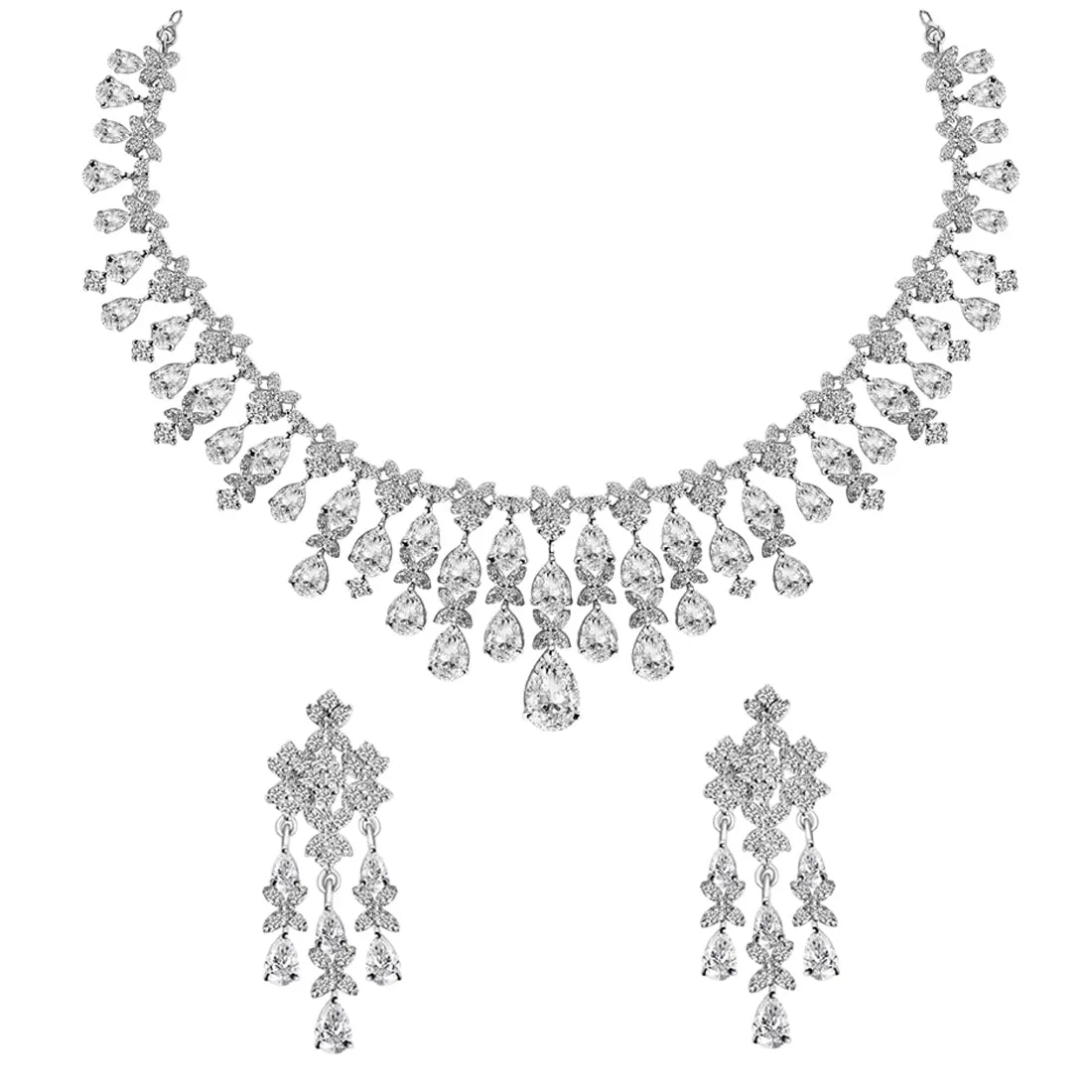 Silver Queen's Necklace Jewellery Set