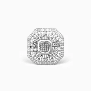 Silver Sparkles Octagon Ring