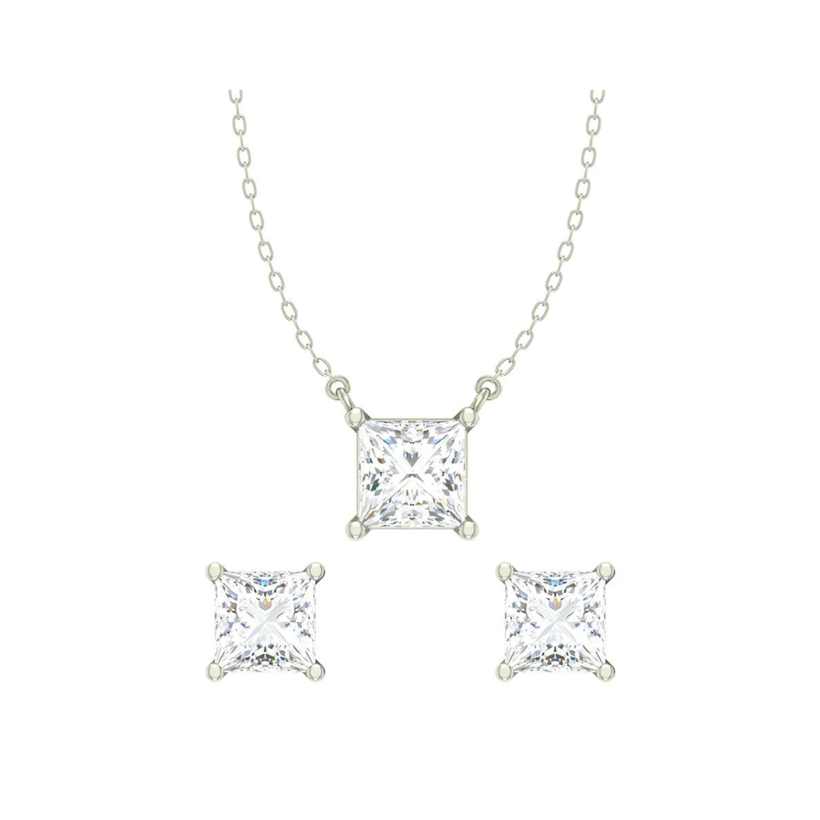Silver Square Jewellery Set