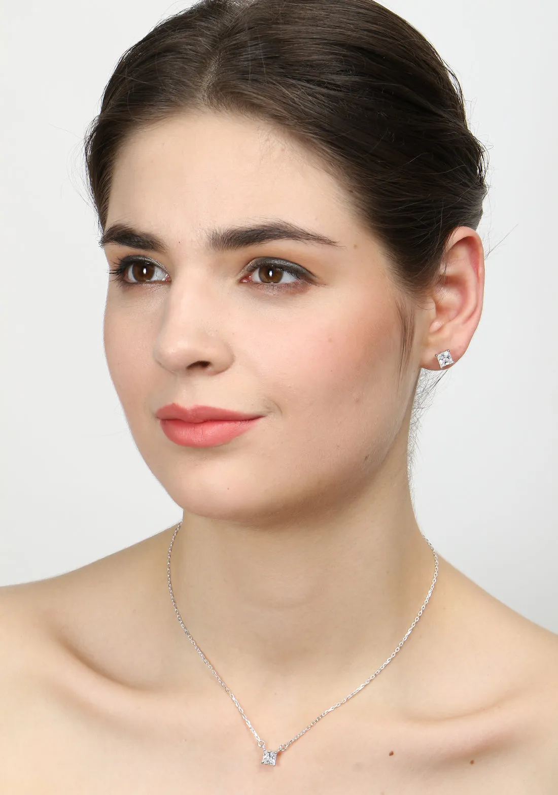 Silver Square Jewellery Set