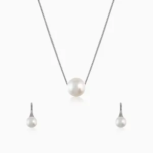 Silver White Pearl Moon Set