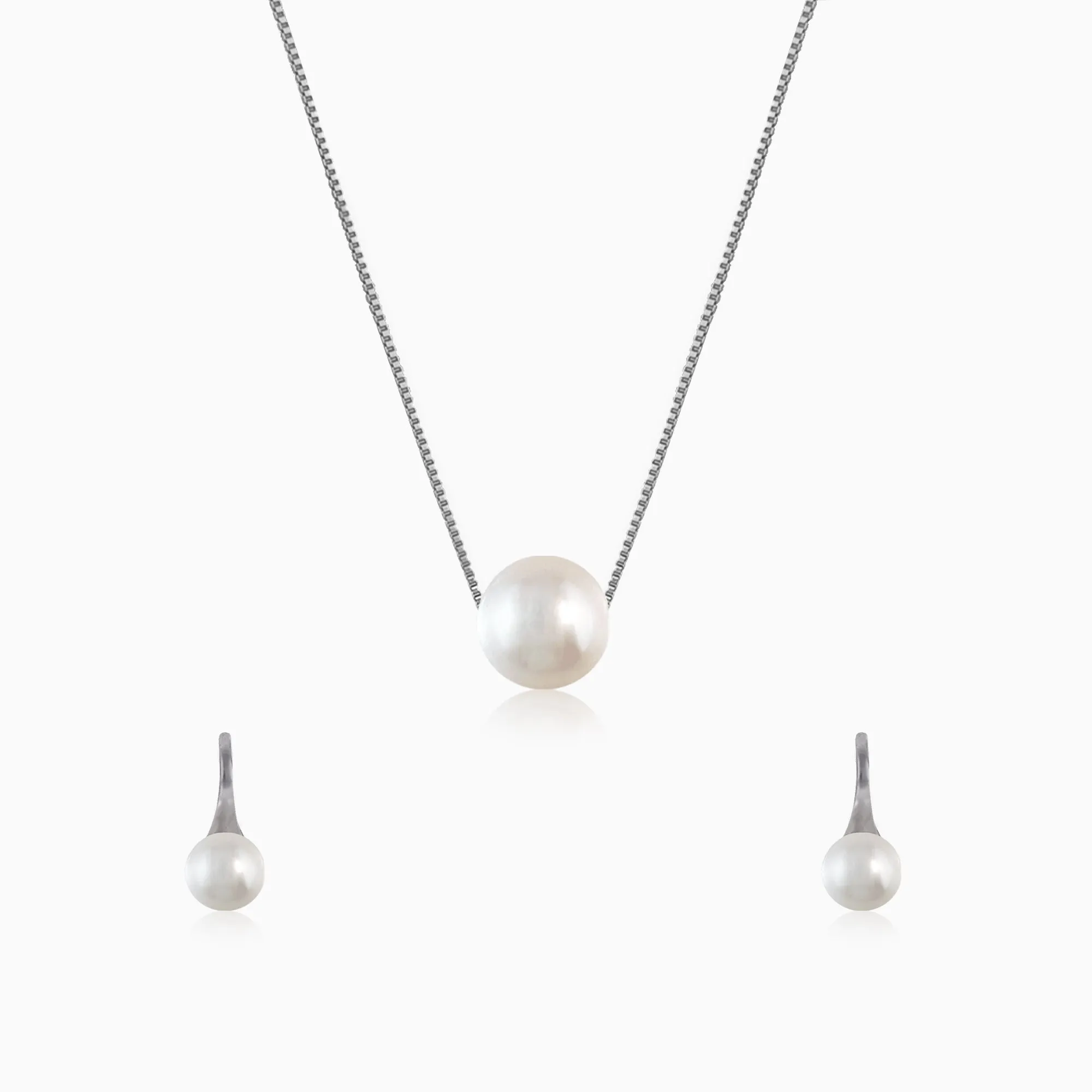 Silver White Pearl Moon Set
