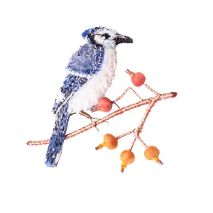 singing blue jay brooch